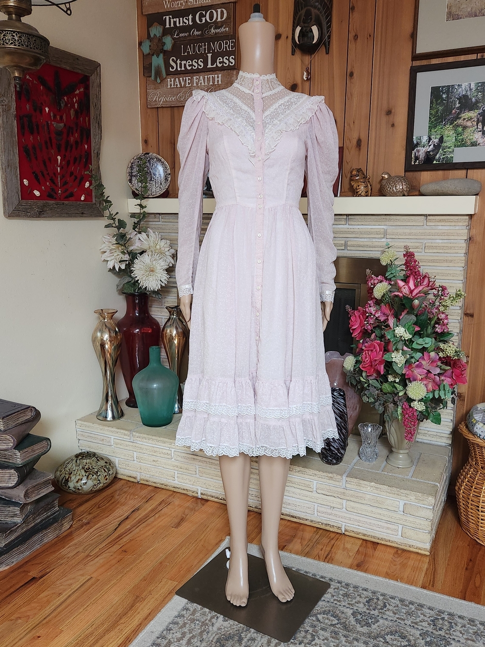 Pink Vintage Gunne Sax Midi Dress